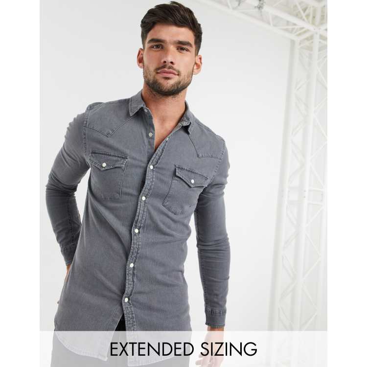 grey western shirt