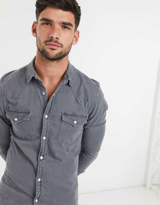 grey western shirt