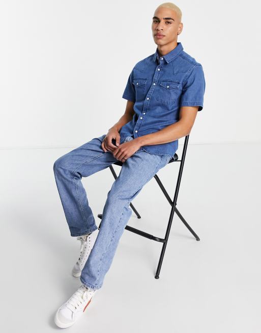 ASOS Design Skinny Denim Short Sleeve Shirt