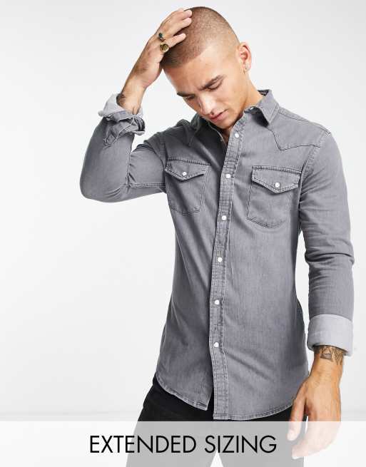 ASOS Design Skinny Denim Short Sleeve Shirt