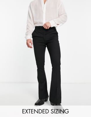 ASOS DESIGN wide leg tuxedo pants in black with side stripe