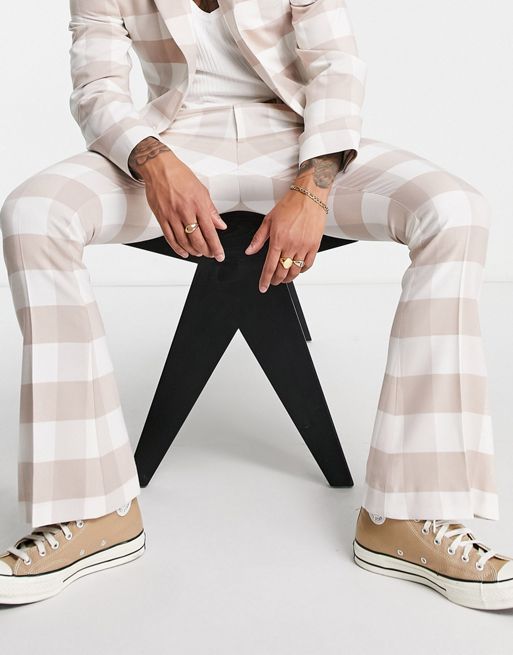 ASOS DESIGN vintage flare suit pants in light gray