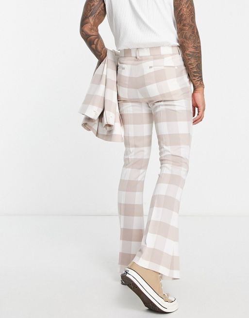 ASOS DESIGN soft touch flare suit pants in beige
