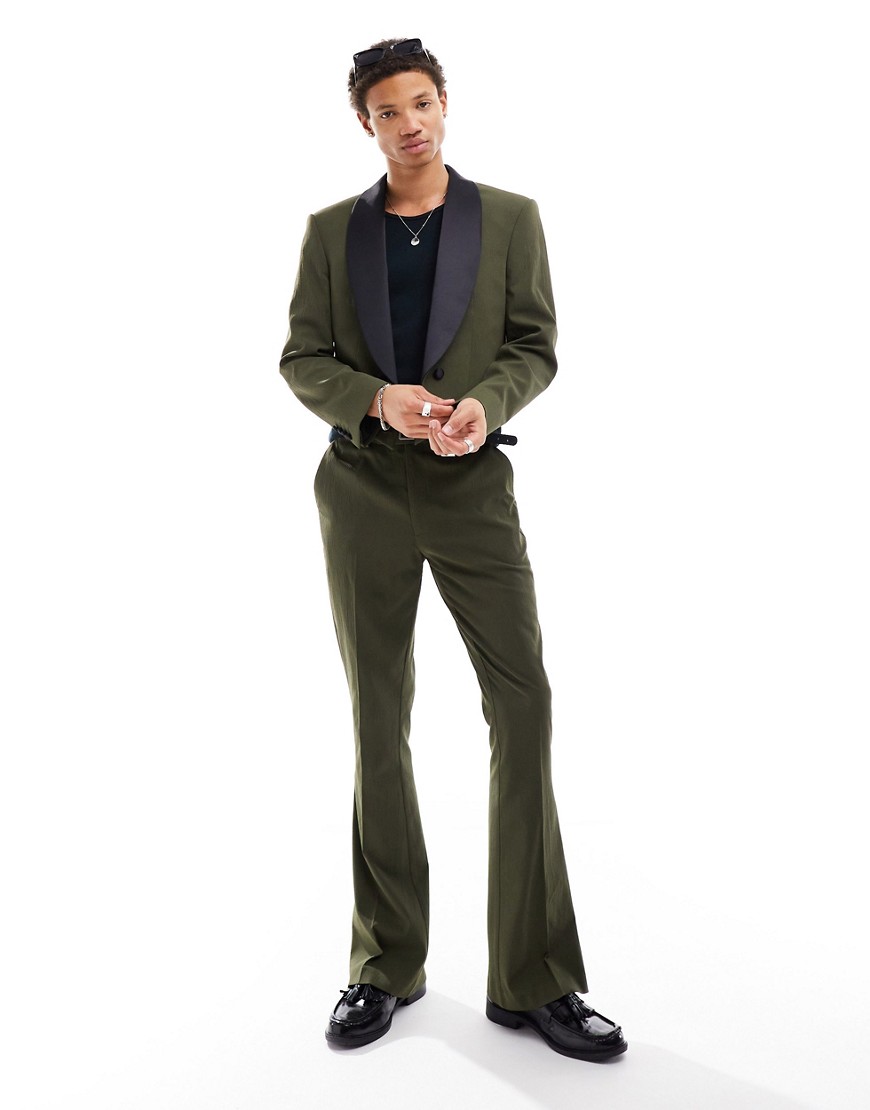 Asos Design Skinny Flare Suit Pants In Green