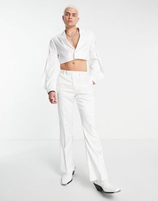ASOS DESIGN skinny flare suit trouser in white