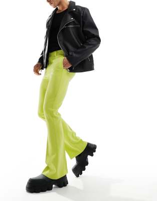ASOS DESIGN ASOS DESIGN skinny flared smart trousers in chartreuse-Green