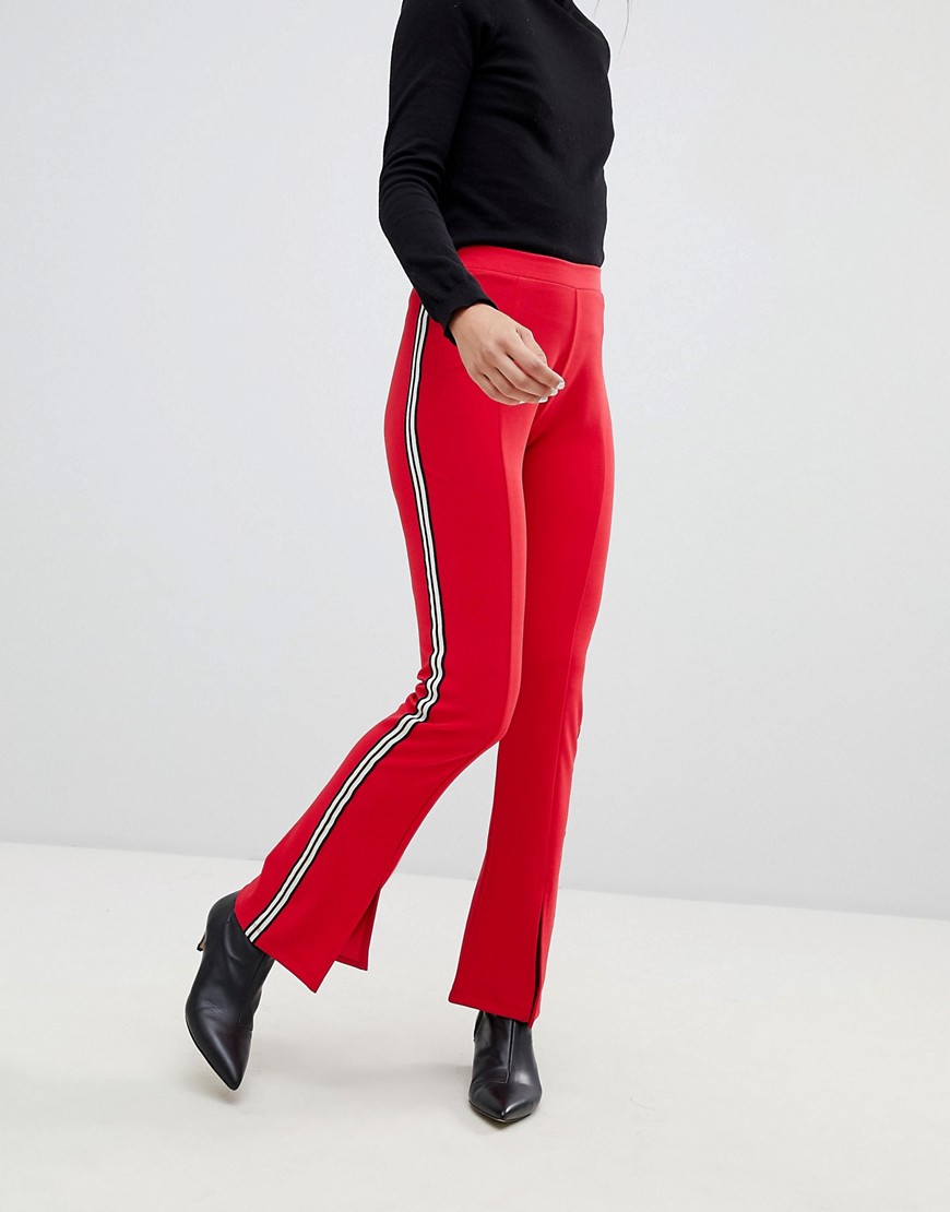 ASOS DESIGN skinny flared trousers with side stripe-Black