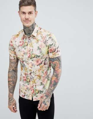 ASOS DESIGN skinny floral printed shirt ASOS