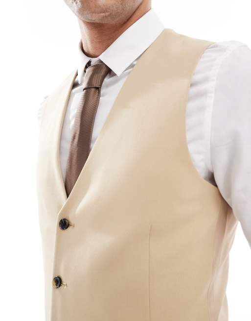 ASOS DESIGN - Skinny gilet in beige, 4 van 5