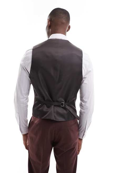 ASOS DESIGN - Skinny gilet in bruin, 2 van 5