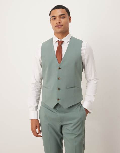 ASOS DESIGN - Skinny gilet in donkergroen - view 1