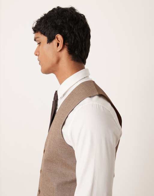 ASOS DESIGN - Skinny gilet in lichtbruine keperstof, 4 van 5