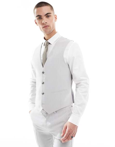 ASOS DESIGN - Skinny gilet met microtextuur in lichtgrijs - view 1