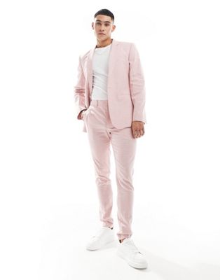 ASOS DESIGN skinny gingham suit trouser in pink