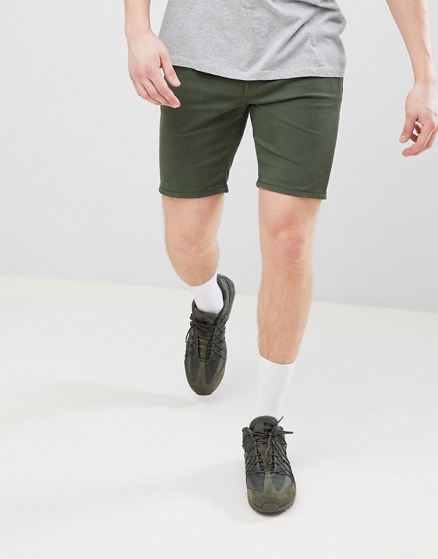ASOS DESIGN – Skinny gröna jeansshorts