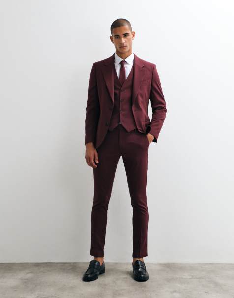 ASOS DESIGN skinny habitbukser i bordeaux - view 1