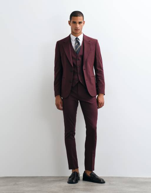 ASOS DESIGN - Bordeaux skinny-jakkesæt, 2 af 4