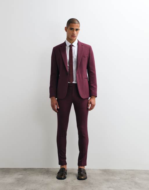 ASOS DESIGN skinny habitbukser i burgundy, 3 af 5
