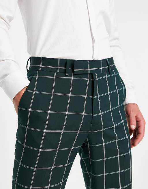 ASOS DESIGN - Skinny-habitbukser med vinduestern i mørk blågrøn , 3 af 4