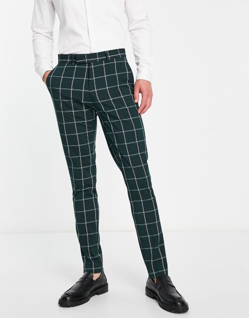 ASOS DESIGN - Skinny-habitbukser med vinduestern i mørk blågrøn , 4 af 4