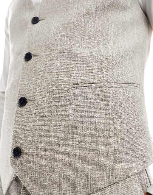 ASOS DESIGN - Skinny-habitvest i beige materiale med mikrotekstur, 3 af 5
