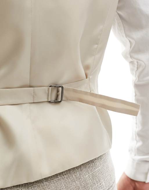 ASOS DESIGN - Skinny-habitvest i beige materiale med mikrotekstur, 5 af 5