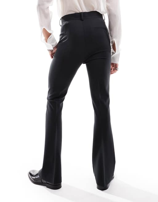 ASOS DESIGN skinny high waist flared pants in black, 2 of 5