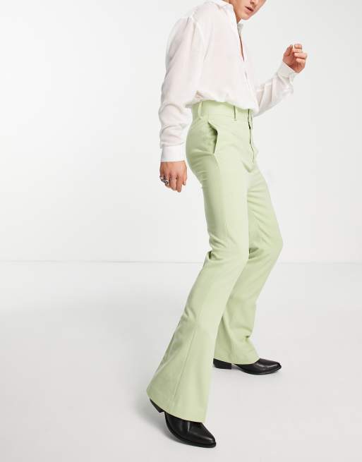 ASOS DESIGN skinny high waist flared pants in peppermint green