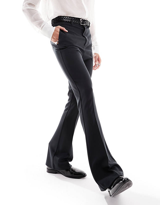 ASOS DESIGN - skinny high waist flared trousers in black