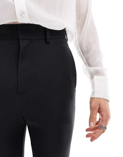 ASOS DESIGN skinny high waist flared trousers in black, 3 of 5