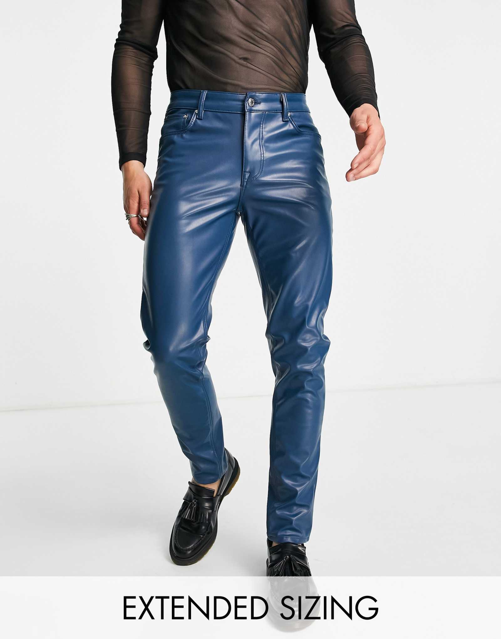 Джинсы-скинни ASOS DESIGN из синей кожи 