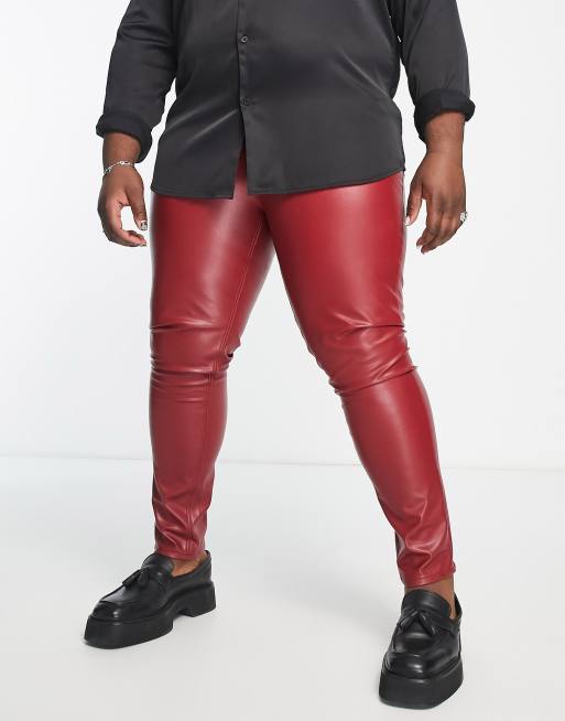 Red leather look on sale jeans