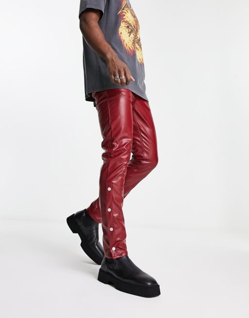 Red leather look jeans sale