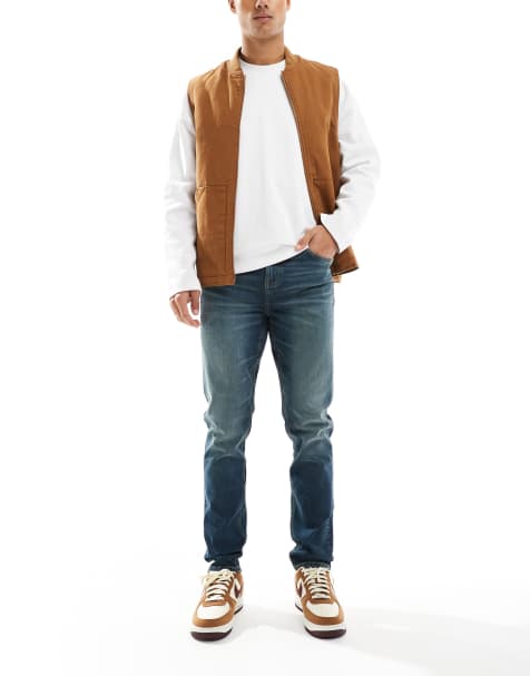 ASOS DESIGN - Skinny-jeans i blå mellemvask med grønt skær - view 1
