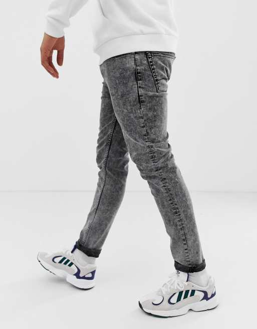 Black and white store acid wash jeans