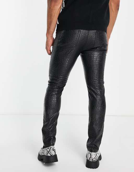 ASOS DESIGN skinny leather look jeans in black