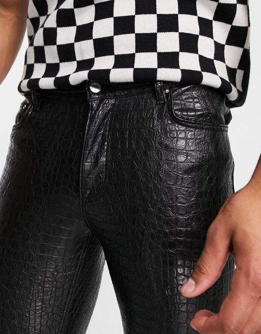 ASOS DESIGN Petite crocodile leather look legging