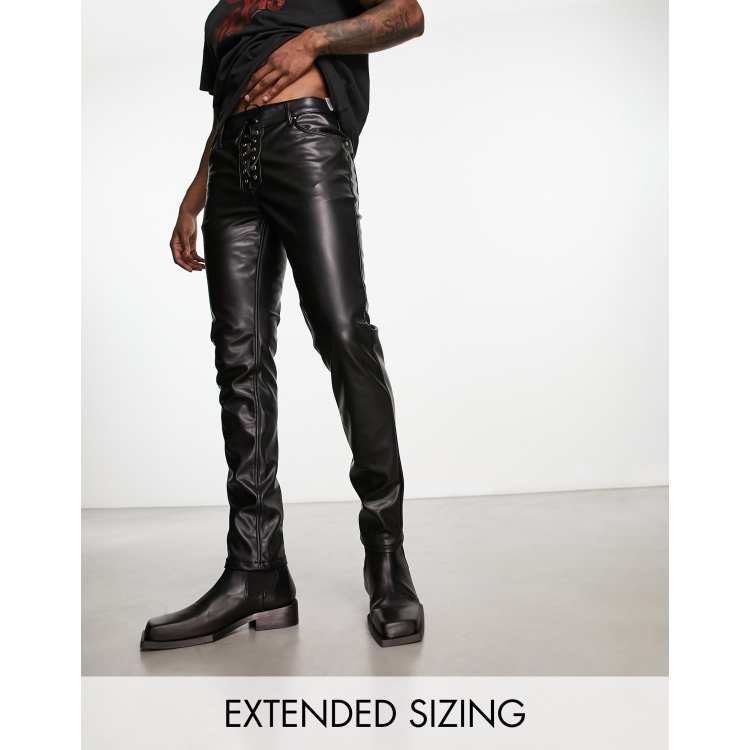 ASOS DESIGN skinny jeans with coated denim in black with biker