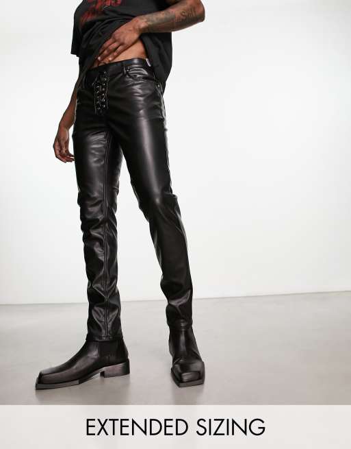 Skinny leather hot sale jeans men