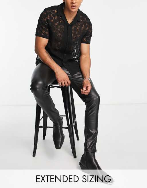 ASOS DESIGN skinny leather look jeans in black