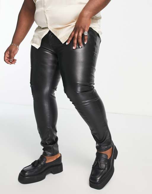 ASOS DESIGN skinny jeans in black leather look