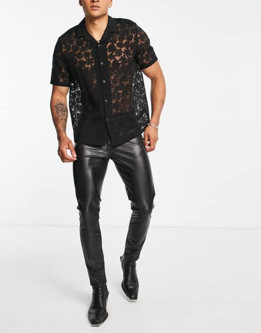 ASOS Skinny Jeans In Leather Look in Black for Men