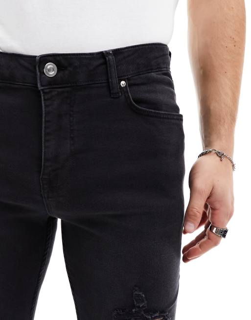 ASOS Denim Shorts In Slim Black With Heavy Rips  Mens denim shorts, Ripped  jeans men, Asos menswear