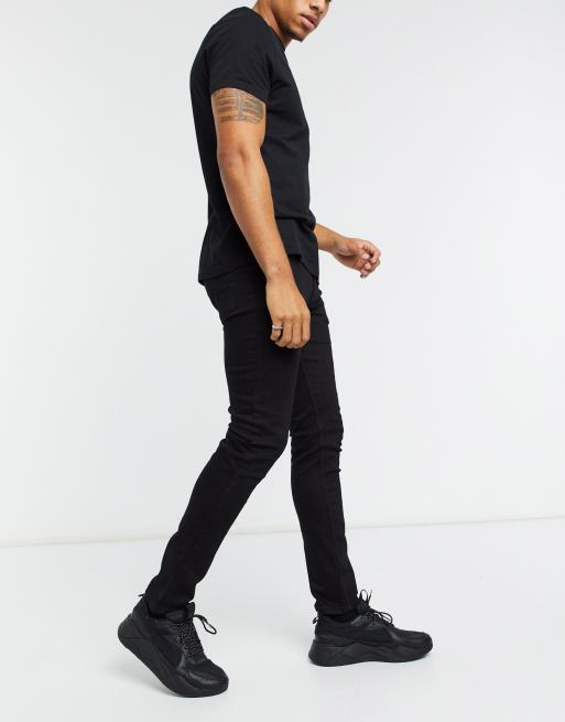 ASOS DESIGN skinny leather look jeans in black