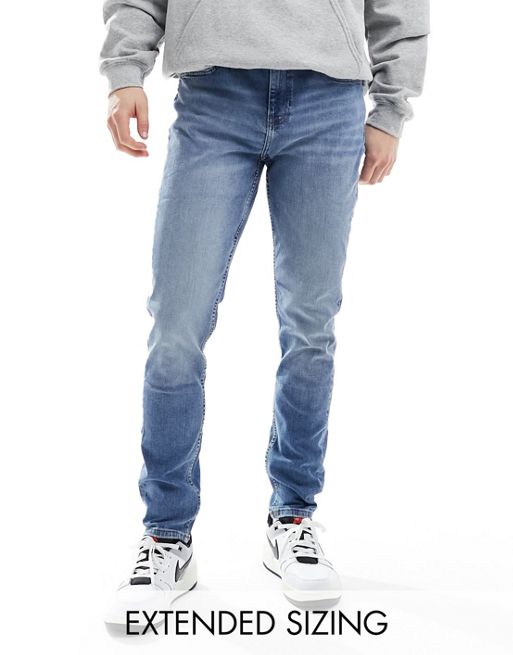 FhyzicsShops DESIGN - Skinny jeans in blauw met lichte vintage wassing