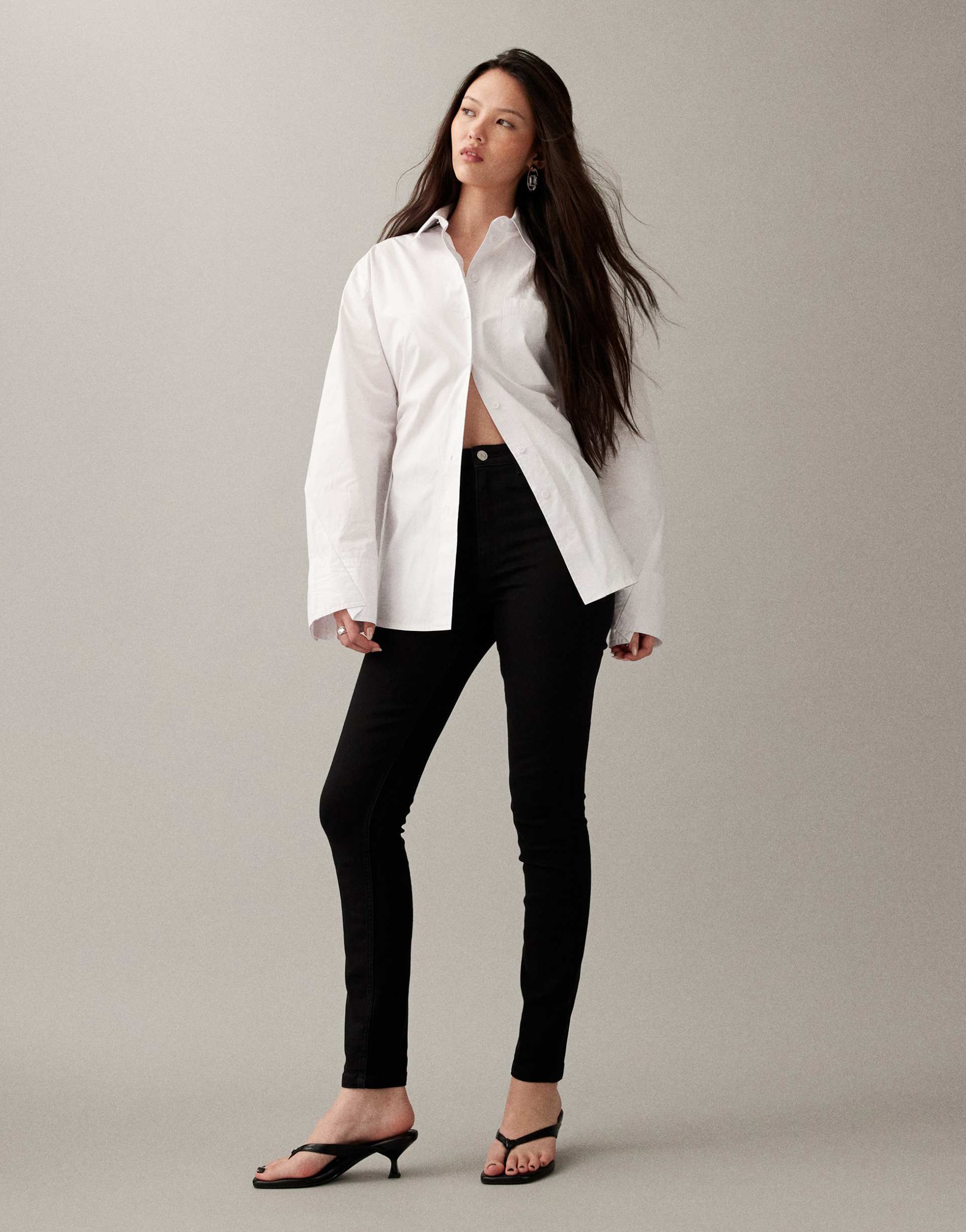 asos design skinny jeans in clean black