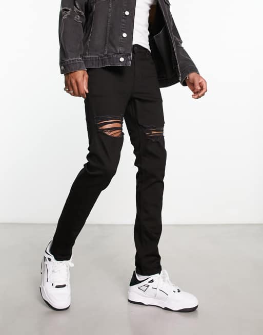 Asos black ripped jeans sale