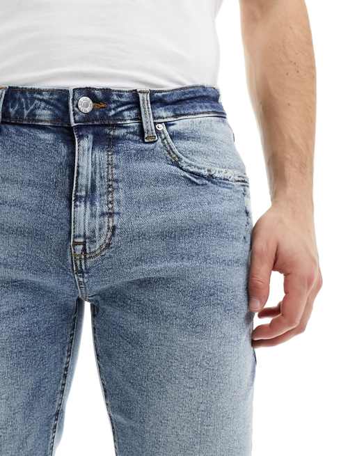 ASOS DESIGN skinny jeans in light blue wash with abrasions, 3 of 5
