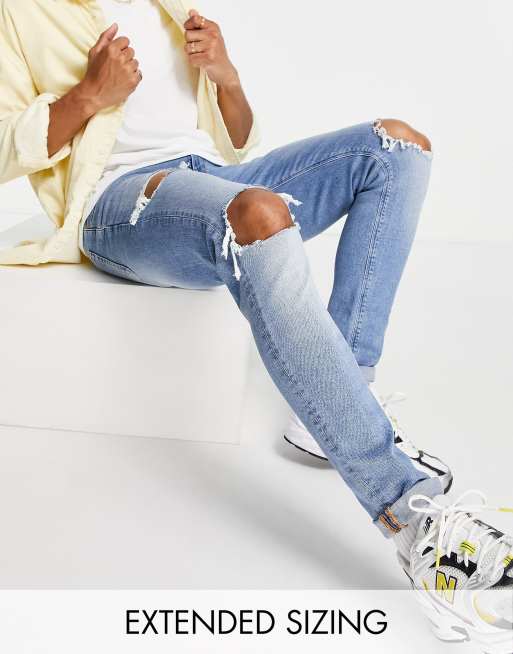 Heavy-Wash Distressed Jeans