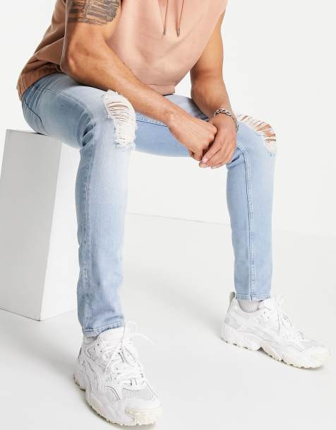 Men S Ripped Jeans Skinny Ripped Distressed Jeans Asos